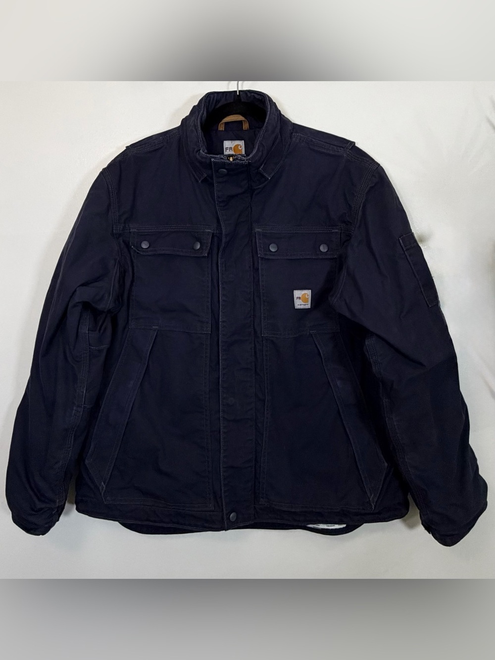 Carhartt Coats: Men's 102182 410 Dark Navy FR Quick Duck Coat